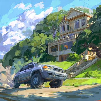 Blue SUV on a Sunny Day